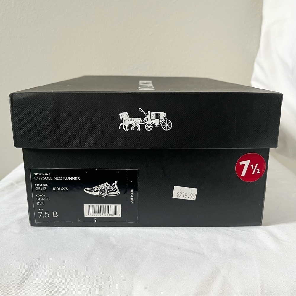 COACH- Citysole Neo Runner Black and White Lace Up Sneakers Size 7.5 - Picture 4 of 8
